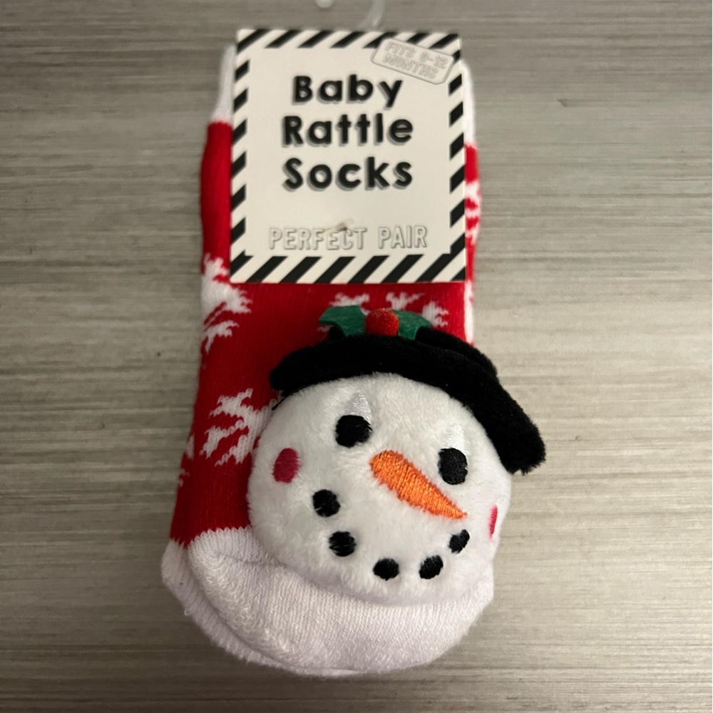 Midwest Gift Snowman Winter Holiday Baby Rattle Socks 0-12 Months NWT